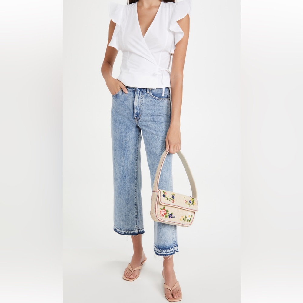 GANNI cotton poplin wrap top